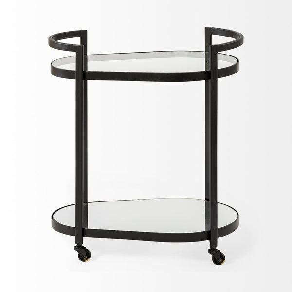 Mercana Eleonore Contemporary Two-Tier Bar Cart with Durable Tempered Shelves for Stylish Entertaining 68945