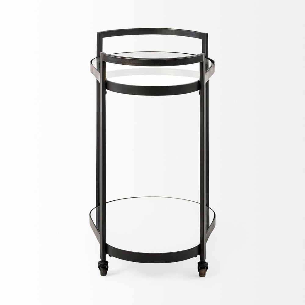 Mercana Eleonore Contemporary Two-Tier Bar Cart with Durable Tempered Shelves for Stylish Entertaining 68945