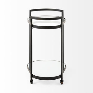 Mercana Eleonore Contemporary Two-Tier Bar Cart with Durable Tempered Shelves for Stylish Entertaining 68945