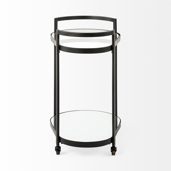 Mercana Eleonore Contemporary Two-Tier Bar Cart with Durable Tempered Shelves for Stylish Entertaining 68945