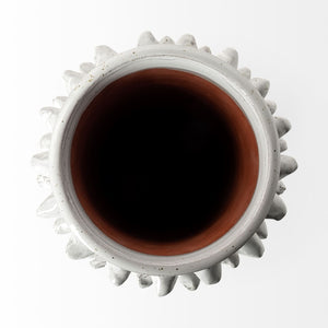 Mercana Farmhampton Sculptural Spoked Vase – Modern Elegance for Coastal, Glam, and Minimalist Interiors Gray Ceramic | 11H 68916