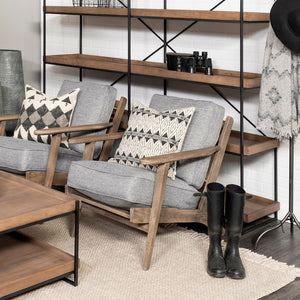 Mercana Olympus Accent Chair - Mid-Century Modern Comfort with Durable Wooden Frame for Stylish Interiors Castlerock Gray Fabric | Brown Wood 68727