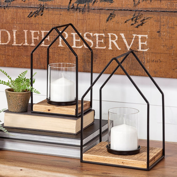 Mercana Leopold Elegant Candle Holders for Modern Decor - Stylish Ambiance with Wood and Glass Accents 68789