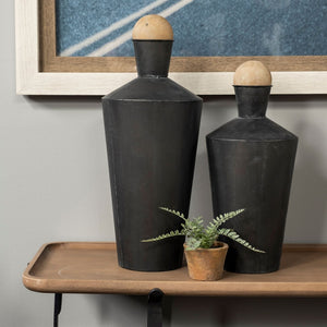 Mercana Asher Decorative Urns with Natural Wood Tops – Modern Accents for Stylish Home Decor and Focal Points 68983