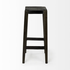 Mercana Nell Industrial-Style Stool with Solid Mango Wood Legs for a Modern Farmhouse Kitchen or Dining Area 69007