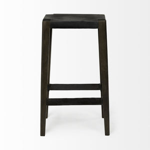 Mercana Nell Industrial-Style Stool with Solid Mango Wood Legs for a Modern Farmhouse Kitchen or Dining Area 69007