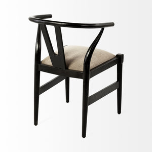 Mercana Trixie Elegant Dining Chair with Sculpted Wood Frame - Mid-Century Modern Comfort for Your Home Beige Fabric | Black Wood 68865