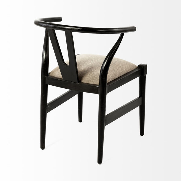 Mercana Trixie Elegant Dining Chair with Sculpted Wood Frame - Mid-Century Modern Comfort for Your Home Beige Fabric | Black Wood 68865