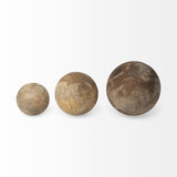 Mercana Carrick (Set of 3) Natural Wood Decorative Spheres 68856