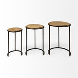 Mercana Glover (Set of 3) 20L x 20W Brown Wood Round Top W/Metal Nesting Accent Tables 68814