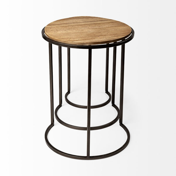 Mercana Glover Set of 3 Rustic Industrial Nesting Accent Tables for Stylish Living Room Décor and Flexibility 68814