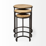 Mercana Glover (Set of 3) 20L x 20W Brown Wood Round Top W/Metal Nesting Accent Tables 68814