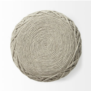 Mercana Allium Handwoven Wool Pouf - Artisanal Oatmeal Cylinder for Versatile Seating & Cozy Accent Decor Beige Wool 68729