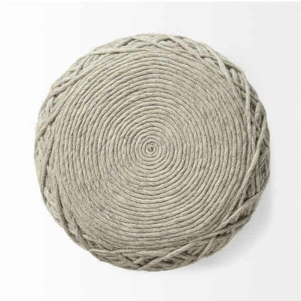 Mercana Allium Handwoven Wool Pouf - Artisanal Oatmeal Cylinder for Versatile Seating & Cozy Accent Decor Beige Wool 68729
