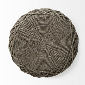 Mercana Allium Handwoven Wool Pouf - Artisanal Oatmeal Cylinder for Versatile Seating & Cozy Accent Decor Dark Brown Wool 68730