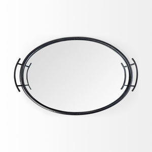 Mercana Ansel Oval Serving Tray – Elegant Modern Design with Mirrored Glass Base & Easy Grip Handles 68984