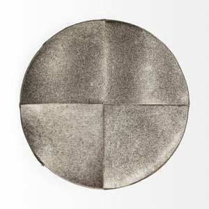 Mercana Zahavi I Handcrafted Cowhide Ottoman - Versatile Cube Accent for Modern, Boho, or Luxe Interiors Gray Hair-On-Hide | Gold Metal | 20W 69056