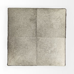 Mercana Zahavi I Handcrafted Cowhide Ottoman - Versatile Cube Accent for Modern, Boho, or Luxe Interiors Grey Hair-On-Hide 69055
