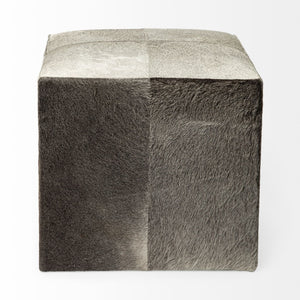 Mercana Zahavi I Handcrafted Cowhide Ottoman - Versatile Cube Accent for Modern, Boho, or Luxe Interiors Grey Hair-On-Hide 69055