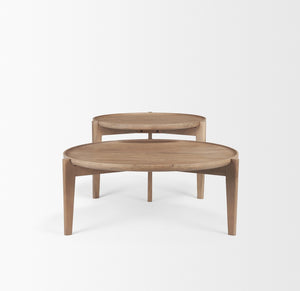 Mercana Cleaver Solid Mango Wood Nesting Coffee Tables - Stylish, Versatile Design for Modern Living Spaces 69024