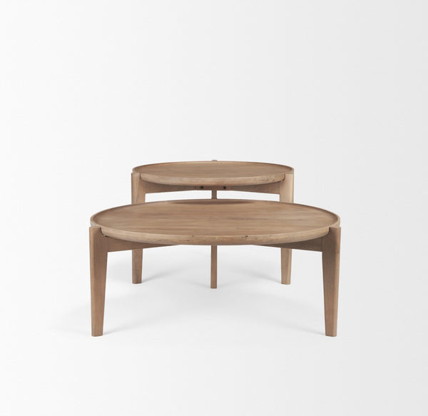 Mercana Cleaver Solid Mango Wood Nesting Coffee Tables - Stylish, Versatile Design for Modern Living Spaces 69024