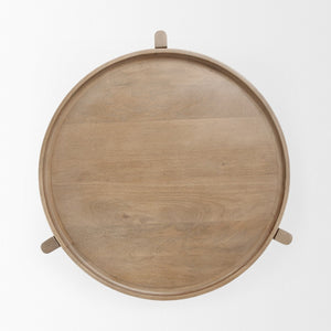 Mercana Cleaver Solid Mango Wood Round Accent Table for Versatile Mid-Century and Modern Interior Styles 69023