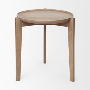 Mercana Cleaver Solid Mango Wood Round Accent Table for Versatile Mid-Century and Modern Interior Styles 69023