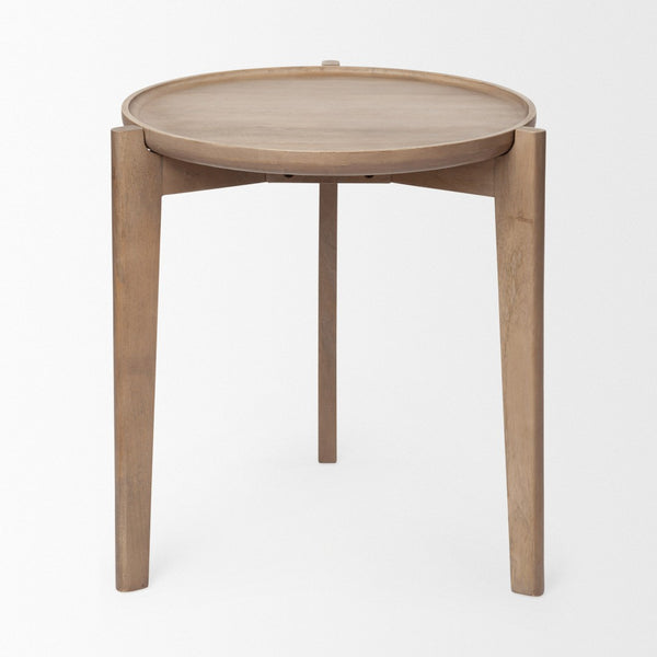 Mercana Cleaver Solid Mango Wood Round Accent Table for Versatile Mid-Century and Modern Interior Styles 69023