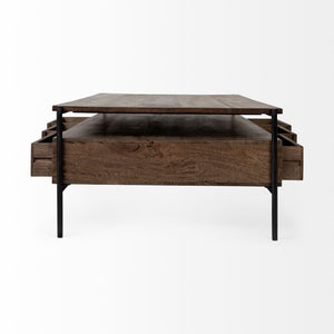 Mercana Glenn Rectangle Coffee Table with 6 Drawers - Stylish Mango Wood and Iron Frame for Modern Living Spaces 69016