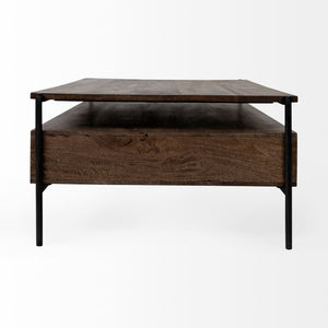 Mercana Glenn Rectangle Coffee Table with 6 Drawers - Stylish Mango Wood and Iron Frame for Modern Living Spaces 69016