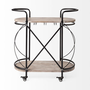 Mercana Marlon Stylish Rolling Bar Cart with Two-Tier Shelves and Stemware Holder for Effortless Entertaining 68921
