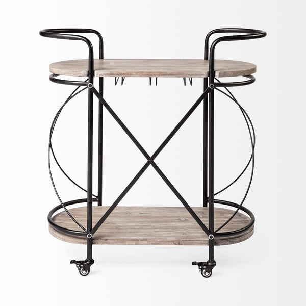 Mercana Marlon Stylish Rolling Bar Cart with Two-Tier Shelves and Stemware Holder for Effortless Entertaining 68921