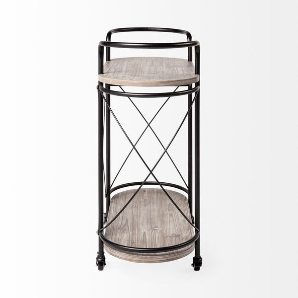Mercana Marlon Stylish Rolling Bar Cart with Two-Tier Shelves and Stemware Holder for Effortless Entertaining 68921