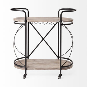 Mercana Marlon Stylish Rolling Bar Cart with Two-Tier Shelves and Stemware Holder for Effortless Entertaining 68921
