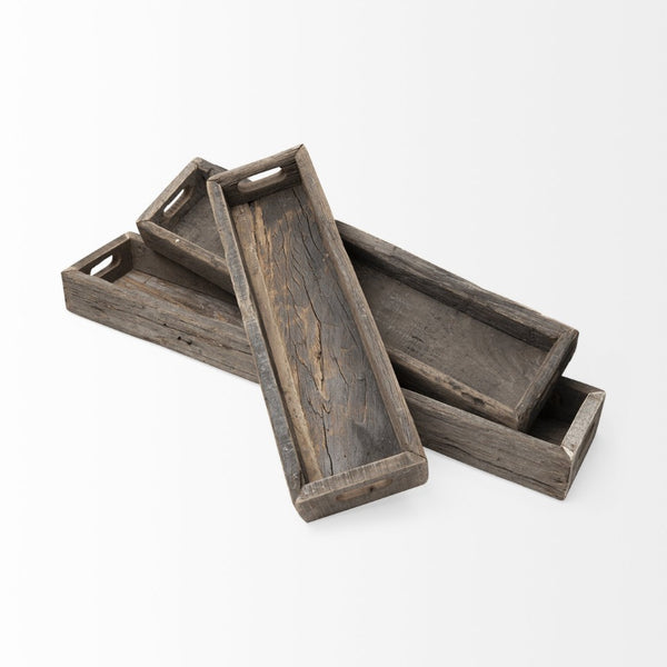 Mercana Vernon Large Reclaimed Wood Tray - Rustic Modern Centerpiece for Stylish Home Decor and Organizing 68859