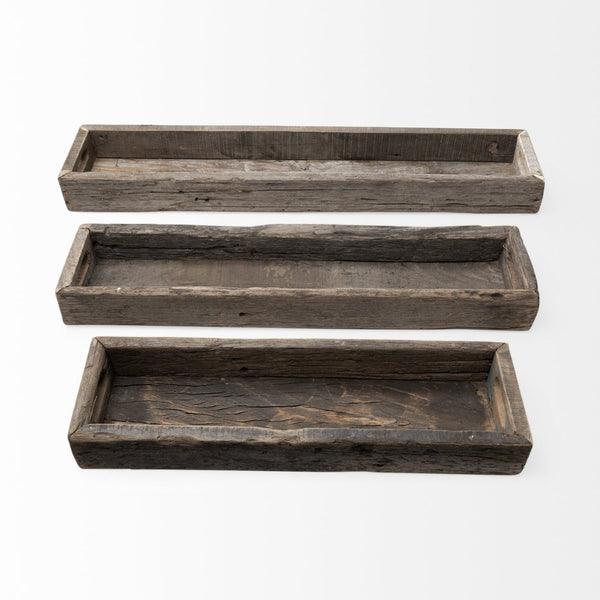 Mercana Vernon Rustic Reclaimed Wood Serving Tray - Versatile Décor for Urban Loft & Modern Farmhouse Style Brown Reclaimed Wood | 30L 68858
