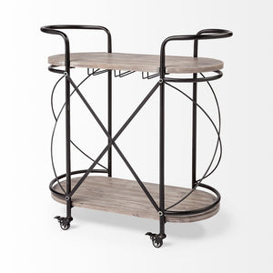 Mercana Marlon Stylish Rolling Bar Cart with Two-Tier Shelves and Stemware Holder for Effortless Entertaining 68921