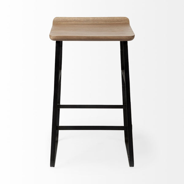Mercana Conan Modern Industrial Stool with Low-Back Seat and Footrest for Kitchen or Bar Spaces, Fully Assembled 69008