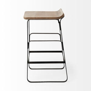 Mercana Conan Modern Industrial Stool with Low-Back Seat and Footrest for Kitchen or Bar Spaces, Fully Assembled 69008