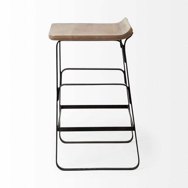 Mercana Conan Modern Industrial Stool with Low-Back Seat and Footrest for Kitchen or Bar Spaces, Fully Assembled 69008