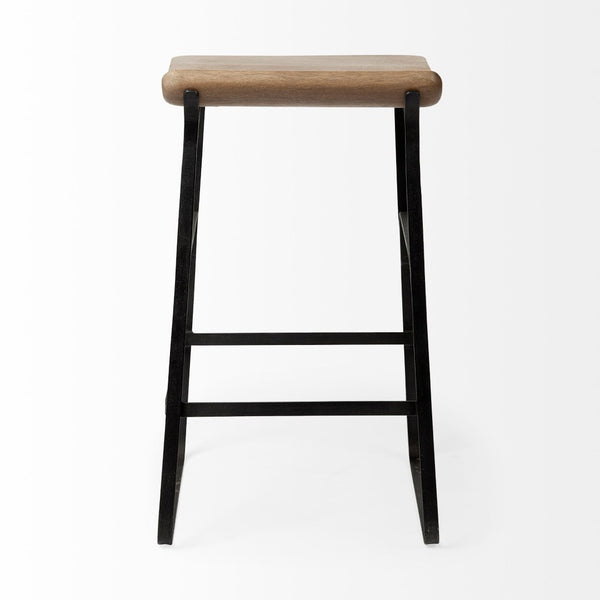 Mercana Conan Modern Industrial Stool with Low-Back Seat and Footrest for Kitchen or Bar Spaces, Fully Assembled 69008