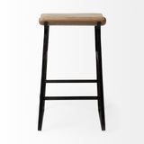 Mercana Conan 25" Seat Height Brown Wood Seat Black Metal Frame Counter Stool 69008