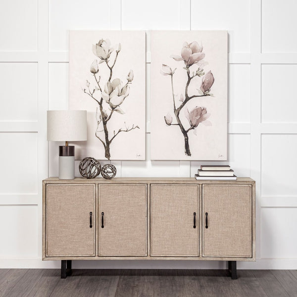 Mercana Bellefontaine II Sideboard - Chic Fabric Door Design, Durable Fir Veneer, Elegant Storage Solution 68534
