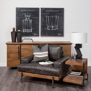 Mercana Colburne I Contemporary Leather Club Chair with Industrial Wood and Iron Frame for Urban Living Spaces 67086