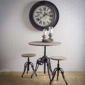 Mercana Emslie Adjustable Height Bar Stool with Solid Wood Seat for Rustic Kitchen and Industrial Decor 50446