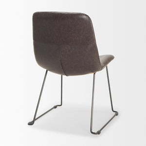 Mercana Sawyer Dining Chair Pair - Industrial-Style Slate Faux Leather with Matte Black Iron Frame Design Black Faux Leather | Black Metal  (Side Chair) 68312