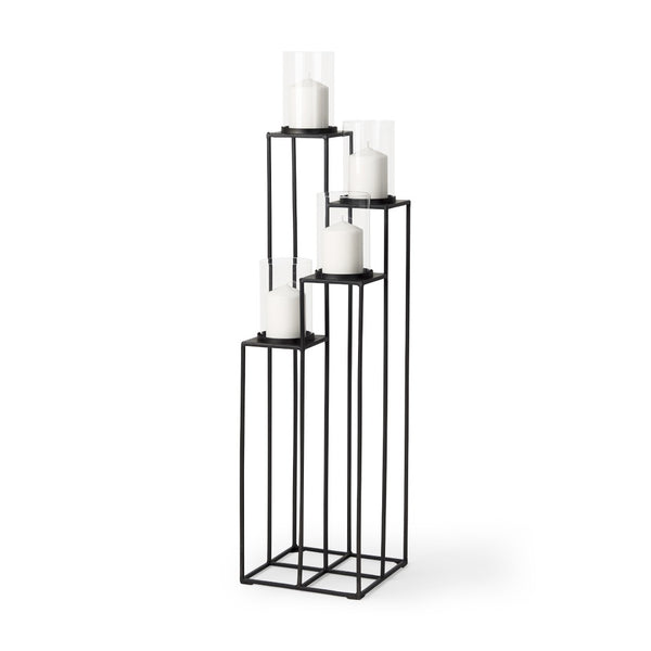 Mercana Cindy 4-Tier Floor Lantern with Hurricane Glass for Stunning Candle Display and Elegant Ambiance 70043
