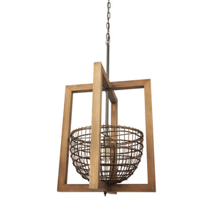 Mercana Kiley Rustic Basket Pendant Light - Warm Ambient Illumination for Dining Rooms and Entryways 70044