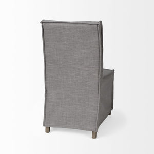 Mercana Elbert Chic Grey Upholstered Dining Chairs with Brown Wooden Base for Modern Farmhouse Style Gray Fabric | Side Chair 68189