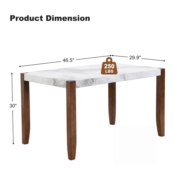 English Elm 46.5" Modern Faux Marble Dining Table with Solid Wood Legs, Seats 4, 250lb Capacity, Easy Assembly WF321684AAK